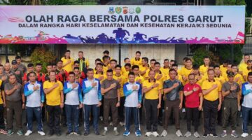 Polres Garut Gelar Olahraga Bersama TNI, Polri dan Pemda dalam Rangka Hari K3 Sedunia