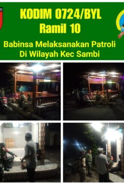 Malam Hari Tetap Siaga, Babinsa dan Bhabinkamtibmas Sambi Patroli Jaga Kondusifitas Wilayah