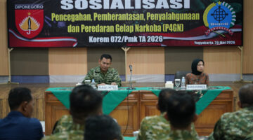 Komitmen Berantas Narkoba, Korem 072/Pamungkas Gelar Sosialisasi P4GN dan Tes Urin Bagi Prajurit dan PNS