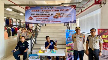 Sambut Hari Bhayangkara ke-80, Polrestabes Semarang Gelar Donor Darah dan Bhakti Kesehatan untuk Ratusan Warga di Pasar Johar