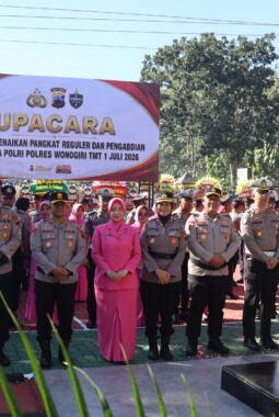 Polres Wonogiri Gelar Upacara Kenaikan Pangkat Reguler dan Pengabdian Periode 1 Juli 2026