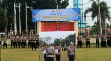 Polres Musi Rawas melaksanakan upacara Pemberhentian Tidak Dengan Hormat (PTDH) terhadap dua anggotanya 