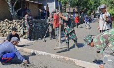 Percepat Akses Warga, Kodim 0730/Gunungkidul Kebut Pengecoran Jalan TMMD Ke-129 di Umbulrejo.