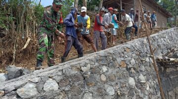 Babinsa Koramil 10/Sambi dan Warga Kompak Gotong Royong Bangun Talud di Tempursari