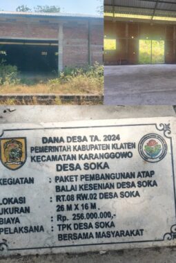 Diduga Telan Dana Desa Rp256 Juta, Pembangunan Gedung Kesenian Desa Soka Mangkrak, APH Diminta Turun Tangan