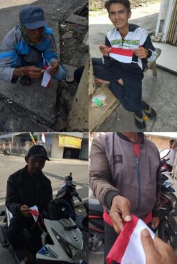 Kibaran Merah Putih di Jalanan Bungbulang: Aksi Nyata Komunitas Radio RJ Sambut HUT ke-81 RI Bagikan Bendera