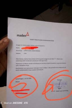 Lippo plaza Lubuklinggau menejer Lippo ketiduran 1 team pekerja 9 anggota Lippo di berentikan tampah sebab akibat pada hal masa kontrak tinggal 7 bulan kedepan”