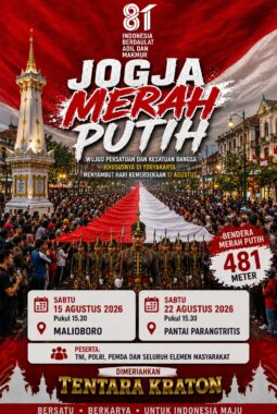 Korem 072/Pamungkas Gelar “Jogja Merah Putih”, Bentangkan Bendera Merah Putih 481 Meter Sambut HUT RI ke-81