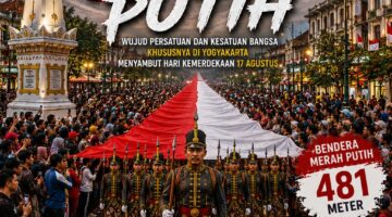 Korem 072/Pamungkas Gelar “Jogja Merah Putih”, Bentangkan Bendera Merah Putih 481 Meter Sambut HUT RI ke-81