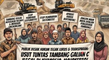 PUBLIK DESAK KELANGGENGAN HUKUM YANG TEGAK LURUS DAN TRANSPARAN TERKAIT DUGAAN TAMBANG GALIAN C ILEGAL DI KUTOREJO, MOJOKERTO