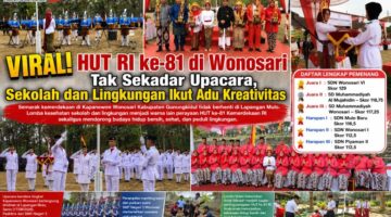 HUT RI KE-81 TINGKAT WONOSARI GUNUNGKIDUL TAK SEKADAR UPACARA, SEKOLAH DAN LINGKUNGAN IKUT ADU KREATIVITAS DAN KEBERSIHAN