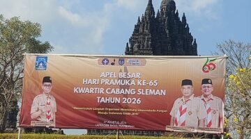 Apel Besar HUT Pramuka 65 KwarCab Sleman 2026 di Lapangan Rama Shinta Candi Prambanan