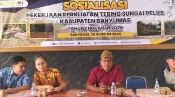 Kementerian PU Gelar Sosialisasi Pekerjaan Perkuatan Tebing Sungai Pelus Kabupaten Banyumas TA 2026 Di Desa Ledug Kecamatan Kembaran Banyumas