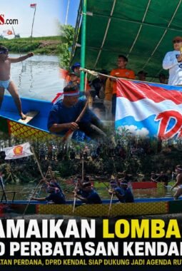 Semarak HUT RI ke-81, 19 Tim Ramaikan Lomba Dayung Perdana GENRES Community di Kali Kuto Kendal-Batang