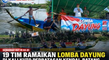 Semarak HUT RI ke-81, 19 Tim Ramaikan Lomba Dayung Perdana GENRES Community di Kali Kuto Kendal-Batang