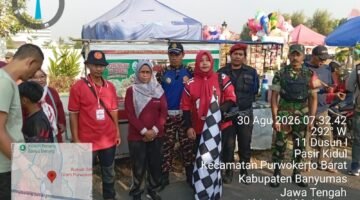Rangkaian Penutup Kegiatan HUT RI Ke-81 Kelurahan Pasir Kidul Purwokerto Barat Gelar Jalan Sehat Bersama Warga.