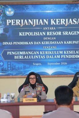 Kapolres Sragen Teken PKS, Keselamatan Berlalu Lintas Masuk Kurikulum Wajib SMP