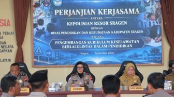 Kapolres Sragen Teken PKS, Keselamatan Berlalu Lintas Masuk Kurikulum Wajib SMP