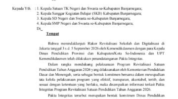Dindikpora Banjarnegara Terbitkan Edaran Pakta Integritas Revitalisasi Satuan Pendidikan 2026