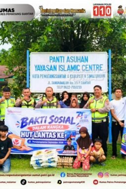 Sambut HUT Lalu Lintas Bhayangkara Ke 71, Sat Lantas Polresta Pematangsiar Gelar Bakti Sosial Panti Asuhan.