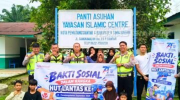Sambut HUT Lalu Lintas Bhayangkara Ke 71, Sat Lantas Polresta Pematangsiar Gelar Bakti Sosial Panti Asuhan.