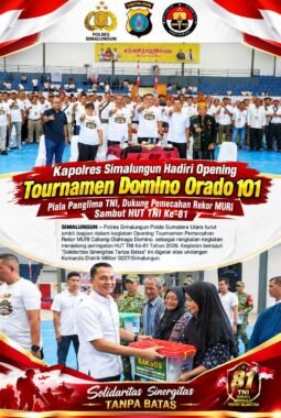 Kapolres Simalungun Hadiri Opening Tournamen Domino Orado 101 Piala Panglima TNI, Dukung Pemecahan Rekor MURI Sambut HUT TNI Ke-81