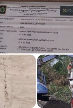 Proyek Jalan Rp11,7 Miliar di Kulon Progo Disorot! Pengadukan Beton Pakai Ekskavator, Retak Memanjang Jadi Pertanyaan