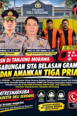 Gerebek Dua Lokasi di Tanjung Morawa, Satresnarkoba Polresta Deli Serdang Bekuk 3 Terduga Pengedar Sabu, 12 Gram Lebih Barang Bukti Disita